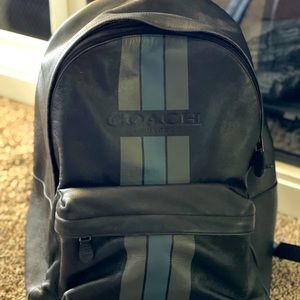 Black leather Coach backpack in good condition.